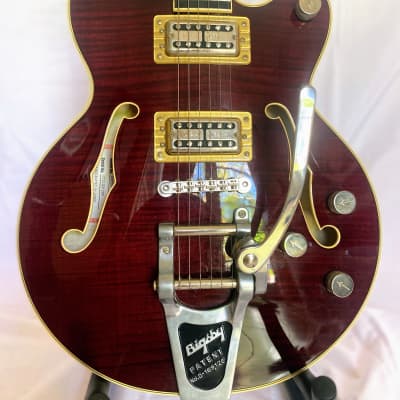 Gretsch G6659TFM Players Edition Broadkaster Jr. with Flame Maple Top 2021 - Dark Cherry with Bigsby for sale