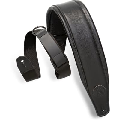 Levy's Right Height Padded Leather Guitar Strap, Black image 1