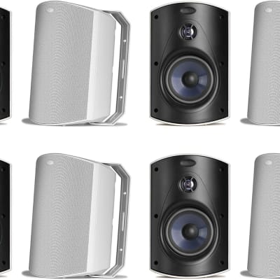 Polk Audio Atrium 6 Outdoor Speakers with Bass Reflex Enclosure | 8 Speaker Pack (4 Pairs, White) - All-Weather Durability | Broad Sound Coverage | Speed-Lock Mounting System | 4 Pairs (White) image 2