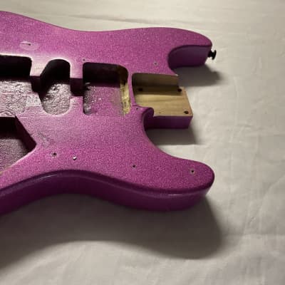 Unbranded Stratocaster Style Electric Guitar Body 2000s - Bubblegum Pink Sparkle image 6