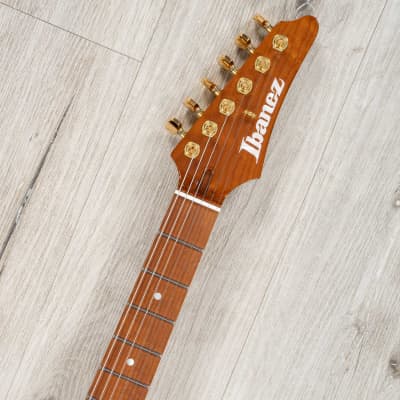 Ibanez Lari Basilio Signature LB1 Guitar, Roasted Birdseye Maple, White image 20