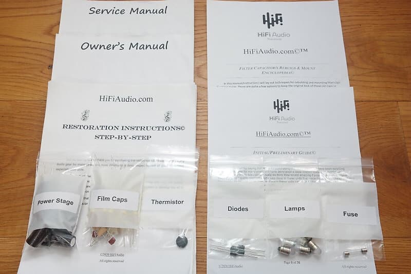 Sherwood S8000 restoration kit filter capacitor repair rebuild fix  			