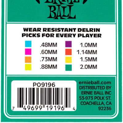 ERNIE BALL 9196 Everlast Pick Pack 2,00mm Plektre, teal (12Stück) image 2