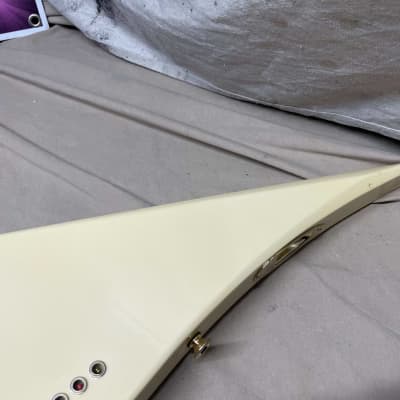 Jackson RR5 RR-5 Randy Rhoads Flying V Guitar with Case MIJ Japan maybe 1996? 2006? White/Gold/Pinstripes image 21