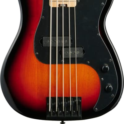 Schecter P-5 5-String Bass Guitar, 3 Tone Sunburst image 1