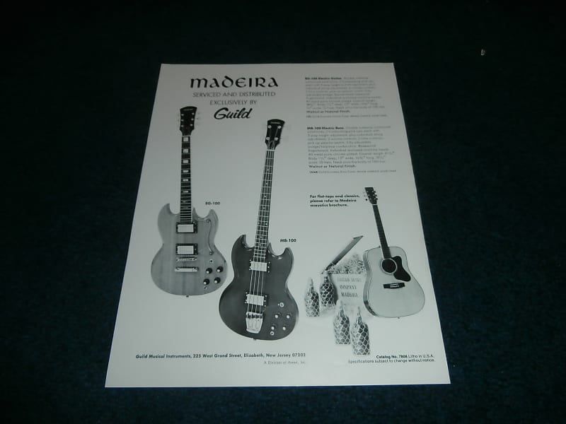 Vintage 1970's Madeira Guild EG100 Guitar, MB100 Bass Reverb