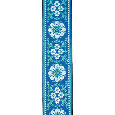 D'Addario Peace & Love Blue/White Woven Guitar Strap image 3