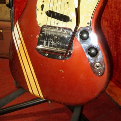 1969 Fender Mustang Competition Red w/ Matching Headstock & Original Hardshell Case image 1