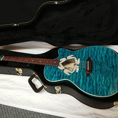 LUNA Fauna Dragonfly Quilt Maple acoustic electric GUITAR new Trans Teal Blue w/ Case for sale