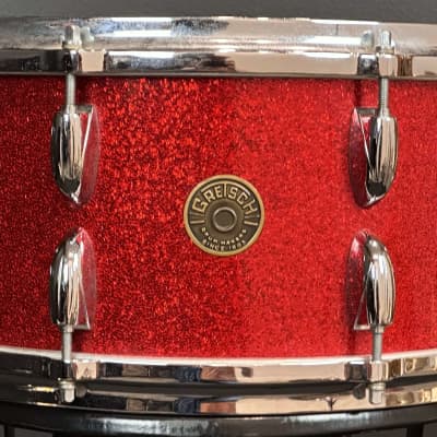 Gretsch Round Badge Red Sparkle snare drum trio 4x14, 5.5x14, 6.5x14 image 17