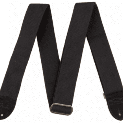 Fender 2" Cotton and Leather Guitar Strap, Black image 2