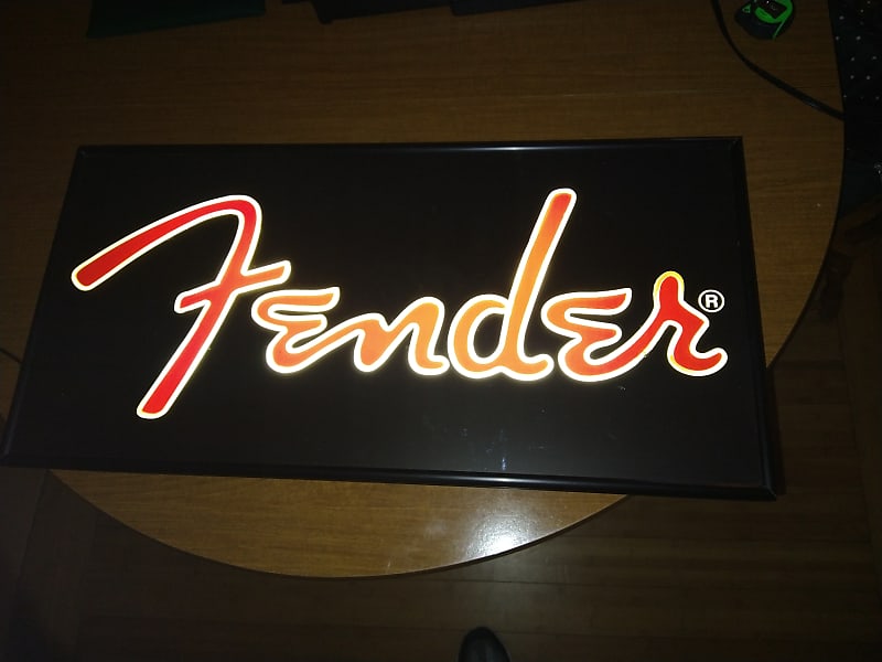Fender Neon Sign Advertisement Signage Black W/Red & White Reverb
