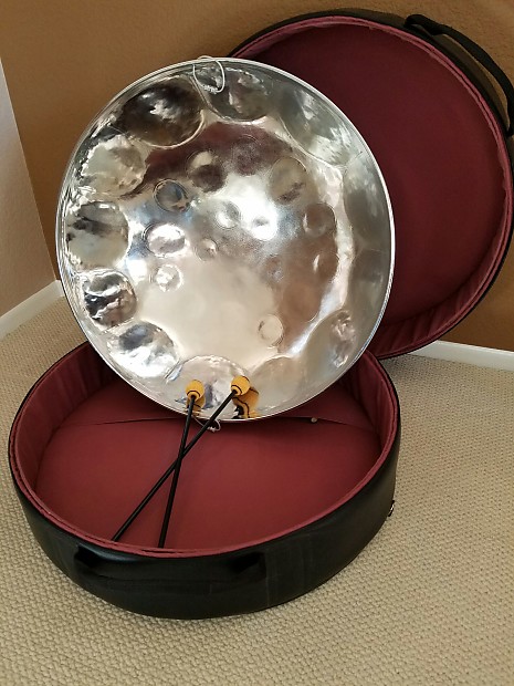 Panland T3425 1998 chrome High D Tenor Steel Drum mallets stand case instructions certificate