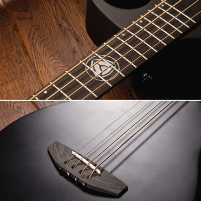 Lindo Left Handed Neptune Short Scale (30") Slim Electro Acoustic Bass Guitar + Padbag - Matte Black image 10