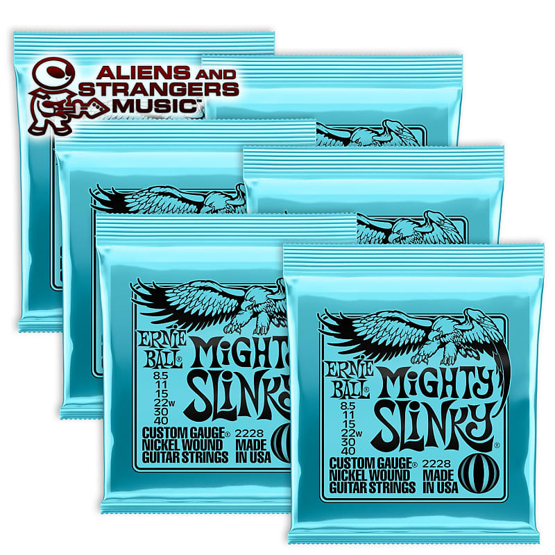 6 Sets! Ernie Ball Mighty Slinky Nickel Electric 2228 8.5-40 image 1