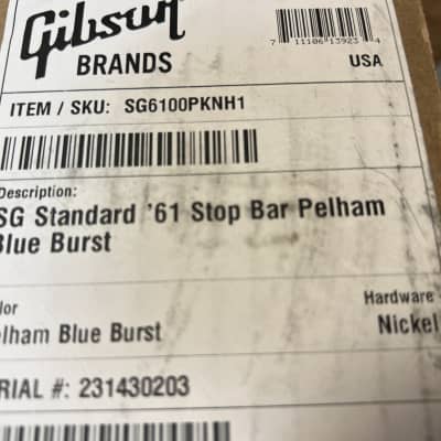 2023 Gibson USA SG Standard '61 Stop Bar Pelham Blue Burst image 11