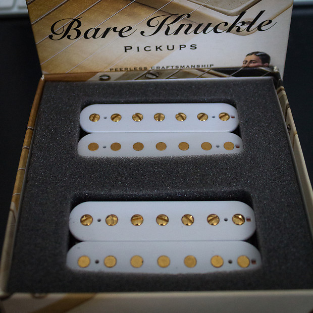 Bare Knuckle Ragnarok 7 String Pickup Set- White with Gold Screws