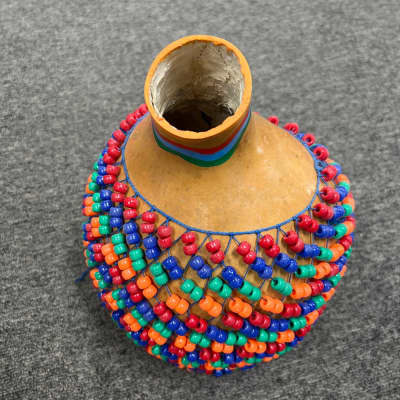 Handmade Beaded Gourd Shekere Rhythm Instrument - Small (Pre-Owned) image 2