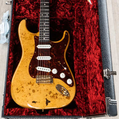 Fender Custom Shop 2019 Artisan Maple Burl Strat NOS Guitar, Aged Natural image 10
