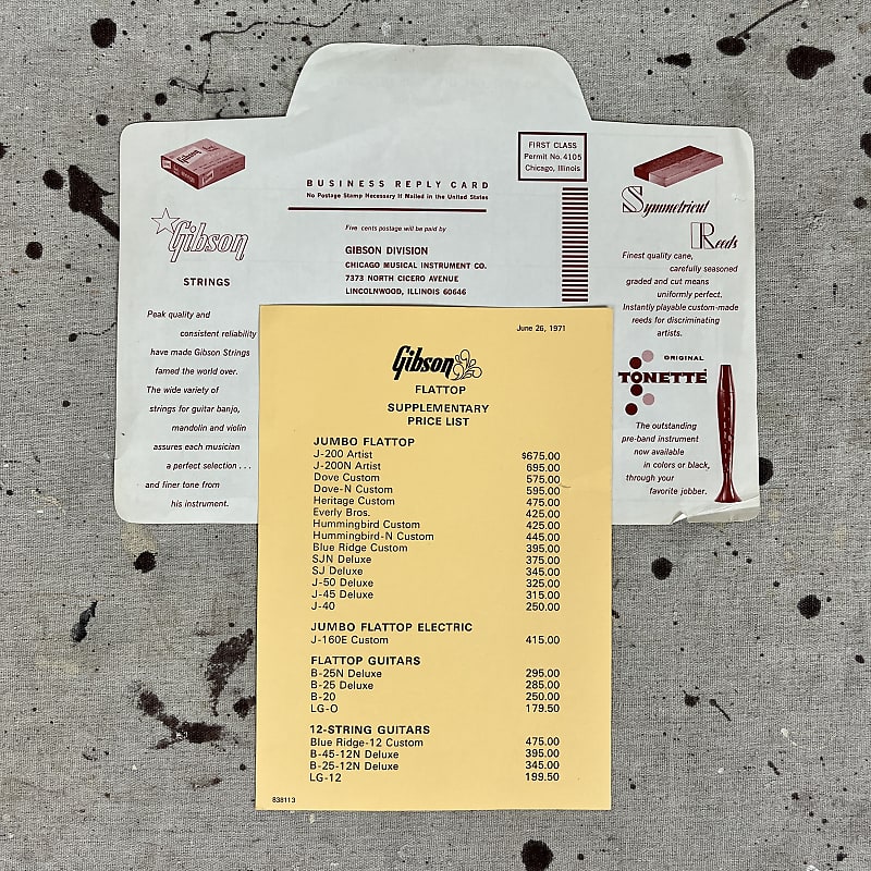 1971 Gibson Flattop Price List And Mail Order Form Vintage Reverb 1971-gibson-flattop-price-list-and-mail-order-form-vintage-reverb