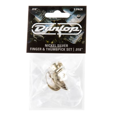 Dunlop 33P018 Nickel Silver .018mm Finger/Thumbpicks (5-Pack) image 3
