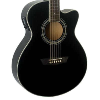 Washburn EA12B | Mini Jumbo Acoustic-Electric Guitar, Black. New with Full Warranty! for sale