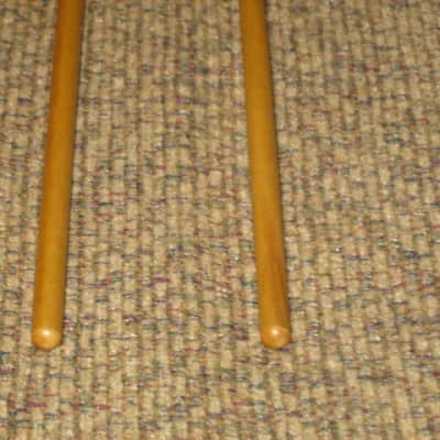 one pair of new old stock A+ Mike Balter MB10B (10B) Extra Hard Keyboard Mallets, 1 and 1/8" phenolic (plastic) round (gray color) HEADS and natural birch HANDLES - mid to late 1990s (+ packaging) Unwound Series image 12