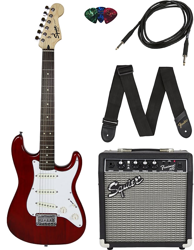 Fender Squier Short Scale 24-Inch Strat Pack - Transparent Red image 1