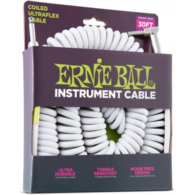 ERNIE BALL 6045 Coiled Vintage Spiral-Instrumentenkabel Kl-WKl 9,14m, weiss for sale