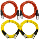 4 Pack of XLR Patch Cables 6 Foot Extension Cords Jumper - Red and Yellow