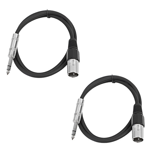 Seismic Audio SATRXL-M3-2Pack 1/4" TRS Male to XLR Male Patch Cables - 3' (2-Pack) image 1
