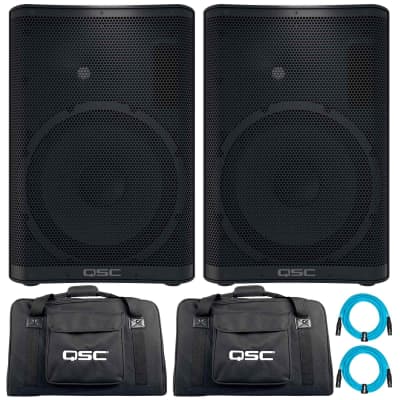 QSC CP12 CP Series Compact 12" Powered DJ PA Speakers Pair with Tote Bags Pack image 1