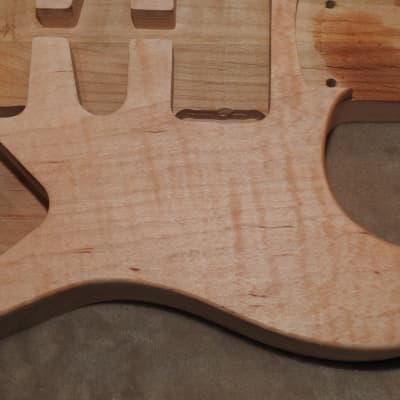 Unfinished Stratocaster Body Book Matched Figured Flame Maple Top 2 Piece Alder Back Chambered, Standard Tele Pickup Routes Arm Contour 3lbs 8.7oz! image 21