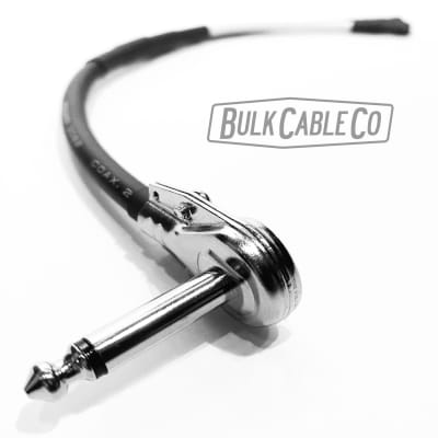 3 FT - Mogami 3082 Combo Amp Speaker Cable - Pancake Right Angle Silver/Nickel Plug To Faston Quick Connect Push On For .205" Spade Connectors - For Single Speaker Combo Amplifiers