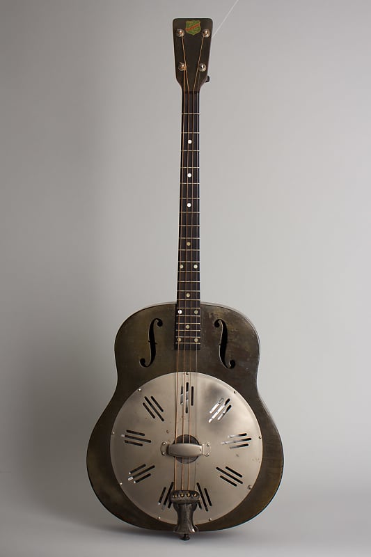 National  Triolian Resophonic Tenor Guitar (1929), black gig bag case. image 1