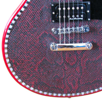 Custom Designed & Crafted  RED LP SPECIAL STYLE RED SNAKE TOLEX W/HEMALYKE STONES & WHITE QUARTZ STONES SERIAL #047 -2024 image 4
