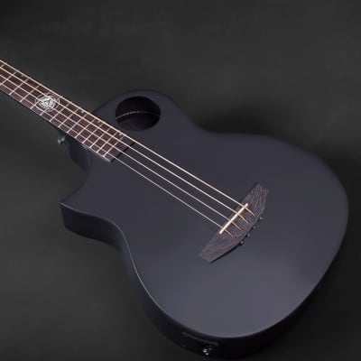 Lindo Left Handed Neptune Short Scale (30") Slim Electro Acoustic Bass Guitar + Padbag - Matte Black image 7