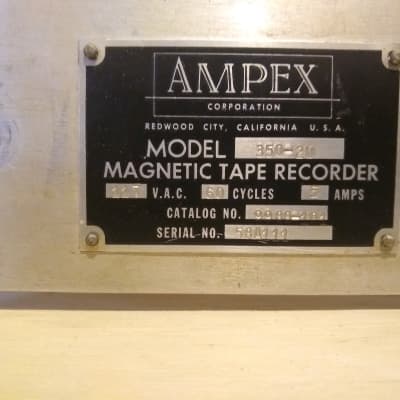 Vintage Ampex  350-2 / Original Ampex transport (1),  preamps (2),  power supplies (2), cables image 13