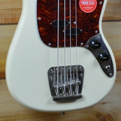 Squier Classic Vibe '60s Mustang Bass Guitar White Laurel Fingerboard Olympic Open Box Great Price image 1