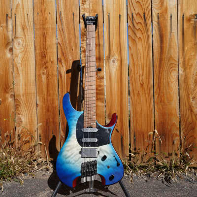 Ibanez QX54QMBSM Blue Sphere Burst Matte Headless 6-String Electric Guitar w/ Gig Bag (2021) image 2