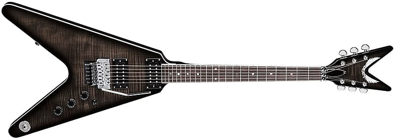 Dean V 79 Flame Top Floyd Solid-Body Electric Guitar Trans Black image 1