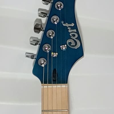 Cort G250DX Trans Blue Double Cutaway American Basswood Body Maple Neck 6-String Electric Guitar image 4