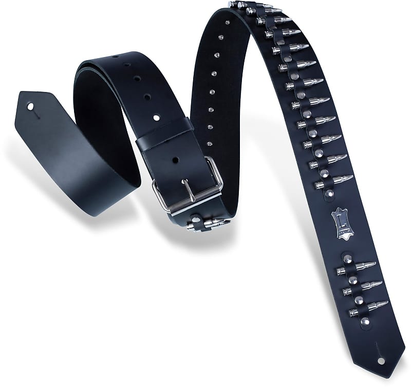 Levy's PM28-2B Genuine Leather Guitar Strap - Black image 1