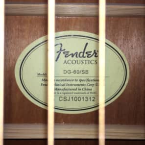 Fender DG-60 Dreadnought Acoustic Guitar + Hardshell Case  -  FREE SHIPPING!!! image 3