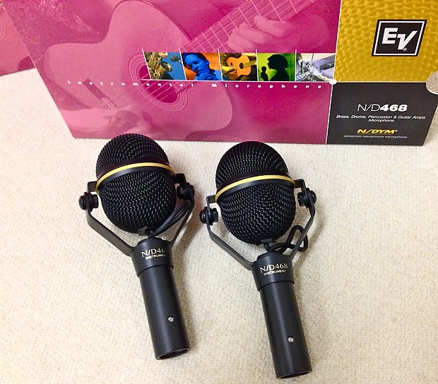 Electro-Voice ND468 microphones in original boxes. Two EV N/D468 drum mics  for one low price