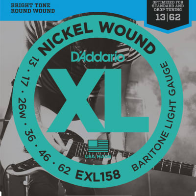 D'Addario EXL158 Nickel Wound Electric Guitar Strings, Baritone Light, 13-62 image 1