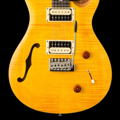 PRS SE Custom 22 Semi-Hollow Santana Yellow Electric Guitar With Gig Bag image 2