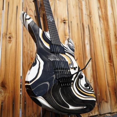Schecter USA CUSTOM SHOP Synyster Gates Signature-FR - Black/White/Gold Swirl 6-String Electric Guitar w/ Case - Autographed - (2023) image 6