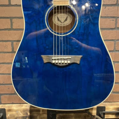 Dean AXS Dreadnought Quilt Ash Acoustic Guitar - Translucent Blue image 2