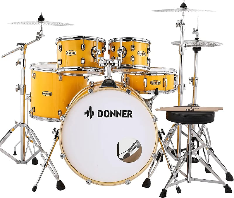Donner Drum Set Adult with Practice Mute Pad,5-Piece 22 inch Full Size Acoustic Drum Kit image 1